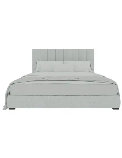 Cama MODERN LUXURY ARTICLE con tela de nudo sueve, Cabecera con patrones de 120 cm altura y 30 cm ancho, con tapicería de Calidad Superior + Base de cama Reforzado con angulos de Acero + Somier de Alta Resistencia + Luz LED ambiental con control remoto